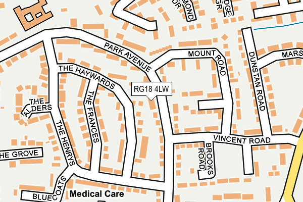 RG18 4LW map - OS OpenMap – Local (Ordnance Survey) RG18 4LW map - OS OpenMap – Local (Ordnance Survey)