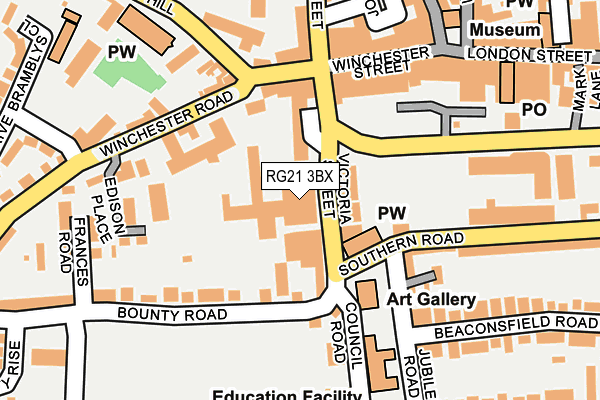 RG21 3BX map - OS OpenMap – Local (Ordnance Survey) RG21 3BX map - OS OpenMap – Local (Ordnance Survey)