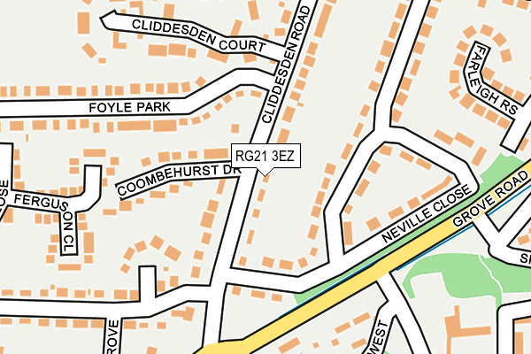 RG21 3EZ map - OS OpenMap – Local (Ordnance Survey) RG21 3EZ map - OS OpenMap – Local (Ordnance Survey)