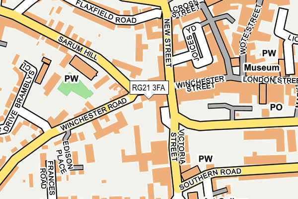 RG21 3FA map - OS OpenMap – Local (Ordnance Survey) RG21 3FA map - OS OpenMap – Local (Ordnance Survey)
