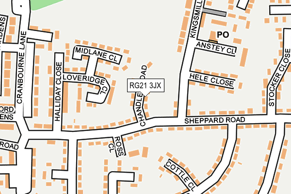 RG21 3JX map - OS OpenMap – Local (Ordnance Survey) RG21 3JX map - OS OpenMap – Local (Ordnance Survey)