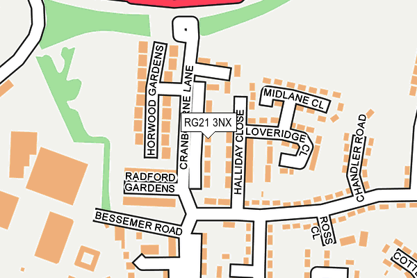 RG21 3NX map - OS OpenMap – Local (Ordnance Survey) RG21 3NX map - OS OpenMap – Local (Ordnance Survey)