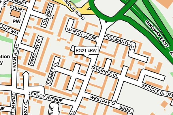 RG21 4RW map - OS OpenMap – Local (Ordnance Survey) RG21 4RW map - OS OpenMap – Local (Ordnance Survey)