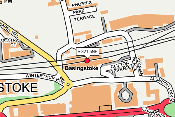 RG21 5NE map - OS OpenMap – Local (Ordnance Survey) RG21 5NE map - OS OpenMap – Local (Ordnance Survey)