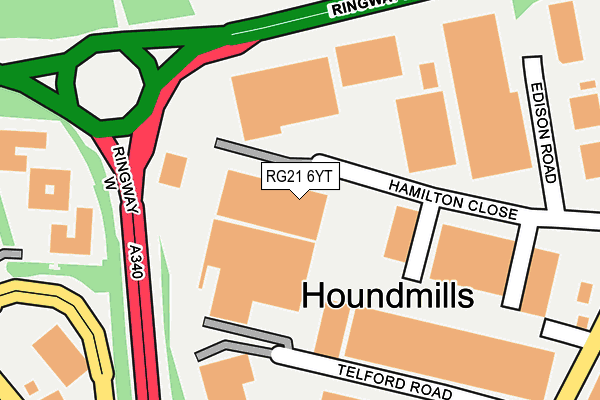 RG21 6YT map - OS OpenMap – Local (Ordnance Survey) RG21 6YT map - OS OpenMap – Local (Ordnance Survey)