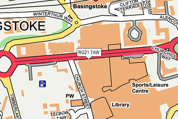 RG21 7AW map - OS OpenMap – Local (Ordnance Survey) RG21 7AW map - OS OpenMap – Local (Ordnance Survey)