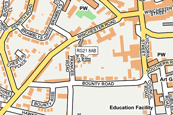 RG21 8AB map - OS OpenMap – Local (Ordnance Survey) RG21 8AB map - OS OpenMap – Local (Ordnance Survey)