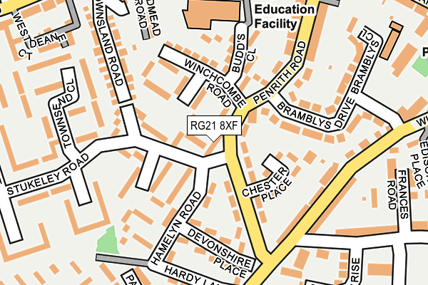 RG21 8XF map - OS OpenMap – Local (Ordnance Survey) RG21 8XF map - OS OpenMap – Local (Ordnance Survey)