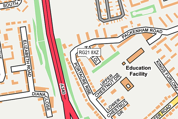 RG21 8XZ map - OS OpenMap – Local (Ordnance Survey) RG21 8XZ map - OS OpenMap – Local (Ordnance Survey)