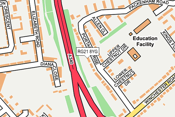 RG21 8YG map - OS OpenMap – Local (Ordnance Survey) RG21 8YG map - OS OpenMap – Local (Ordnance Survey)