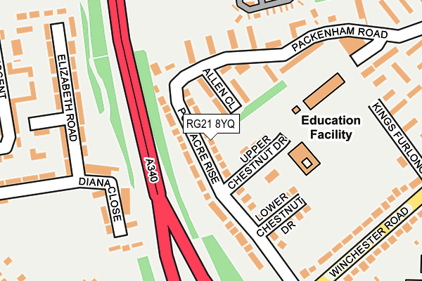RG21 8YQ map - OS OpenMap – Local (Ordnance Survey) RG21 8YQ map - OS OpenMap – Local (Ordnance Survey)