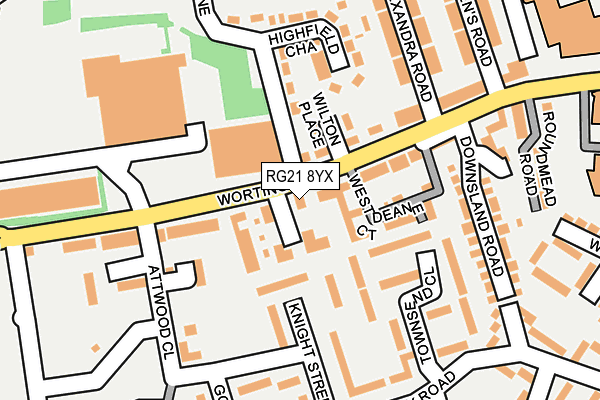 RG21 8YX map - OS OpenMap – Local (Ordnance Survey) RG21 8YX map - OS OpenMap – Local (Ordnance Survey)