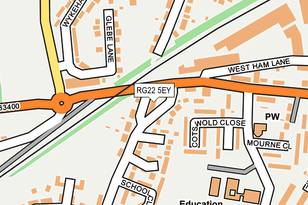 RG22 5EY map - OS OpenMap – Local (Ordnance Survey) RG22 5EY map - OS OpenMap – Local (Ordnance Survey)