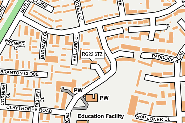 RG22 6TZ map - OS OpenMap – Local (Ordnance Survey) RG22 6TZ map - OS OpenMap – Local (Ordnance Survey)