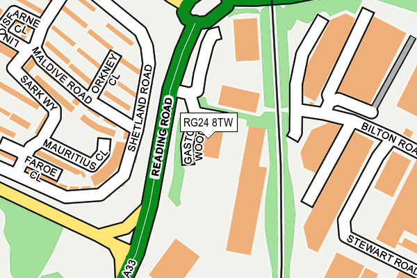 RG24 8TW map - OS OpenMap – Local (Ordnance Survey) RG24 8TW map - OS OpenMap – Local (Ordnance Survey)