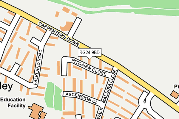 RG24 9BD map - OS OpenMap – Local (Ordnance Survey) RG24 9BD map - OS OpenMap – Local (Ordnance Survey)