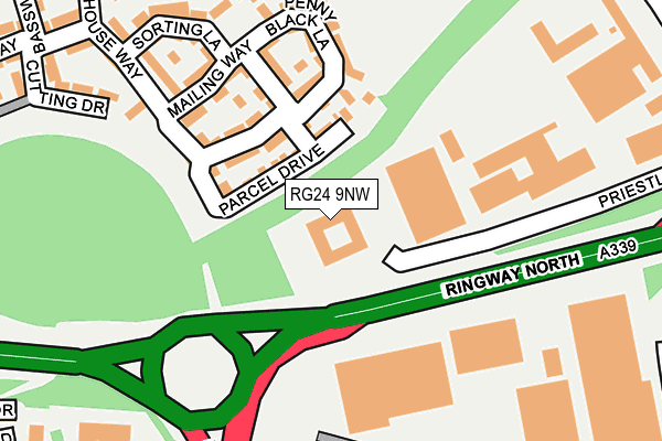 RG24 9NW map - OS OpenMap – Local (Ordnance Survey) RG24 9NW map - OS OpenMap – Local (Ordnance Survey)