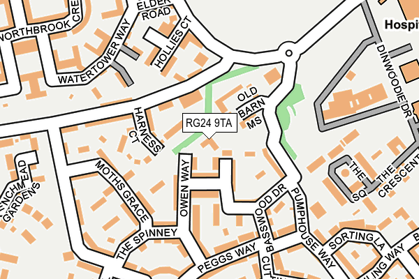 RG24 9TA map - OS OpenMap – Local (Ordnance Survey) RG24 9TA map - OS OpenMap – Local (Ordnance Survey)