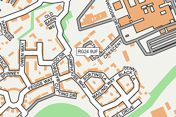 RG24 9UF map - OS OpenMap – Local (Ordnance Survey) RG24 9UF map - OS OpenMap – Local (Ordnance Survey)