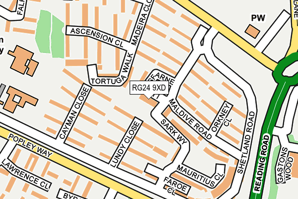 RG24 9XD map - OS OpenMap – Local (Ordnance Survey) RG24 9XD map - OS OpenMap – Local (Ordnance Survey)