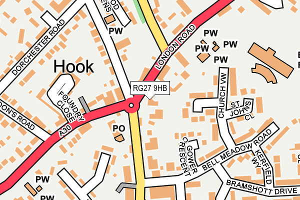 RG27 9HB map - OS OpenMap – Local (Ordnance Survey) RG27 9HB map - OS OpenMap – Local (Ordnance Survey)