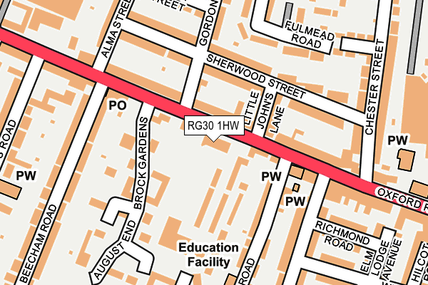 RG30 1HW map - OS OpenMap – Local (Ordnance Survey) RG30 1HW map - OS OpenMap – Local (Ordnance Survey)