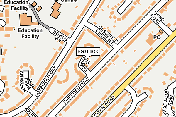 RG31 6QR map - OS OpenMap – Local (Ordnance Survey) RG31 6QR map - OS OpenMap – Local (Ordnance Survey)