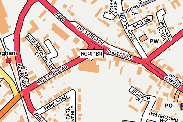 RG40 1BN map - OS OpenMap – Local (Ordnance Survey) RG40 1BN map - OS OpenMap – Local (Ordnance Survey)