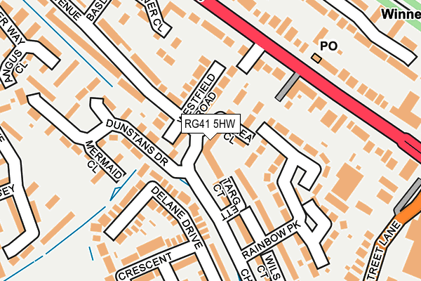 RG41 5HW map - OS OpenMap – Local (Ordnance Survey) RG41 5HW map - OS OpenMap – Local (Ordnance Survey)