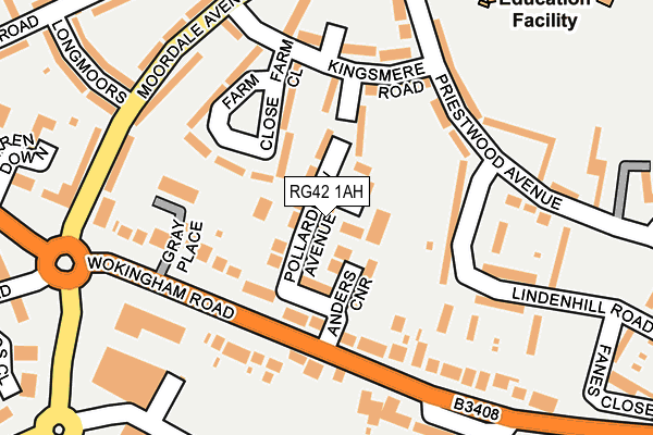 RG42 1AH map - OS OpenMap – Local (Ordnance Survey) RG42 1AH map - OS OpenMap – Local (Ordnance Survey)