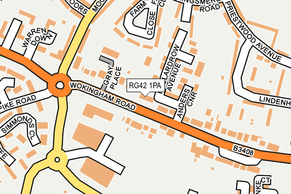 RG42 1PA map - OS OpenMap – Local (Ordnance Survey) RG42 1PA map - OS OpenMap – Local (Ordnance Survey)