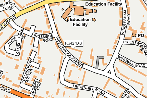 RG42 1XG map - OS OpenMap – Local (Ordnance Survey) RG42 1XG map - OS OpenMap – Local (Ordnance Survey)