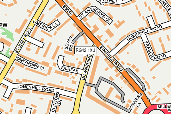 RG42 1XU map - OS OpenMap – Local (Ordnance Survey) RG42 1XU map - OS OpenMap – Local (Ordnance Survey)
