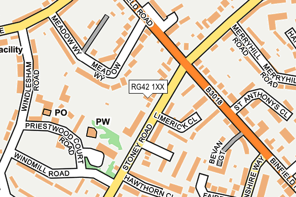 RG42 1XX map - OS OpenMap – Local (Ordnance Survey) RG42 1XX map - OS OpenMap – Local (Ordnance Survey)
