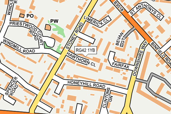 RG42 1YB map - OS OpenMap – Local (Ordnance Survey) RG42 1YB map - OS OpenMap – Local (Ordnance Survey)