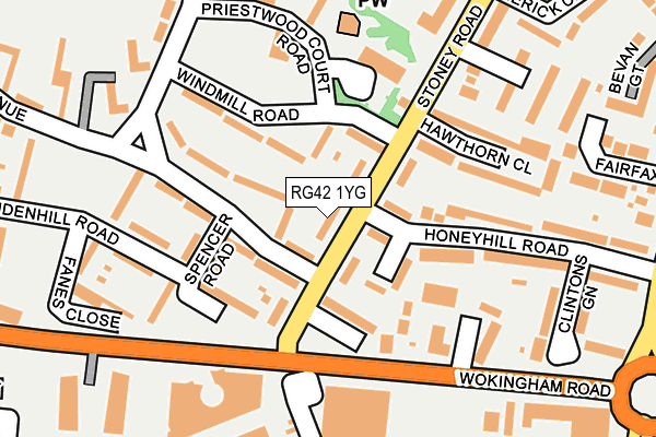 RG42 1YG map - OS OpenMap – Local (Ordnance Survey) RG42 1YG map - OS OpenMap – Local (Ordnance Survey)