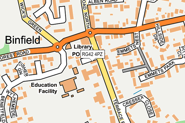 RG42 4PZ map - OS OpenMap – Local (Ordnance Survey)