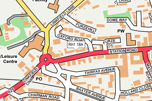 RH1 1BA map - OS OpenMap – Local (Ordnance Survey) RH1 1BA map - OS OpenMap – Local (Ordnance Survey)