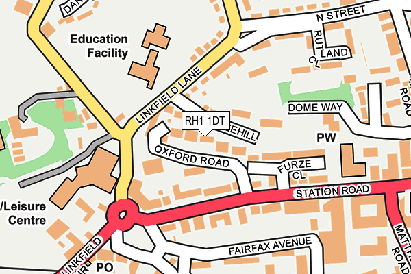RH1 1DT map - OS OpenMap – Local (Ordnance Survey) RH1 1DT map - OS OpenMap – Local (Ordnance Survey)
