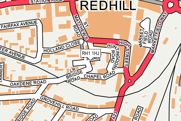 RH1 1HJ map - OS OpenMap – Local (Ordnance Survey) RH1 1HJ map - OS OpenMap – Local (Ordnance Survey)