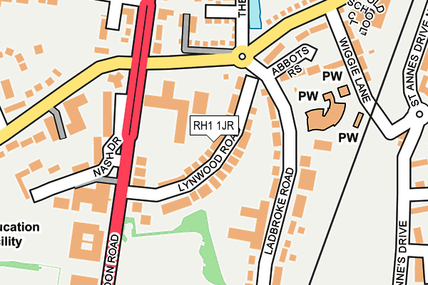 RH1 1JR map - OS OpenMap – Local (Ordnance Survey) RH1 1JR map - OS OpenMap – Local (Ordnance Survey)