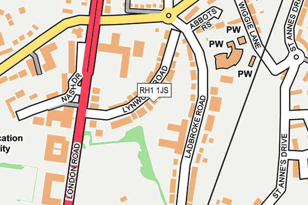 RH1 1JS map - OS OpenMap – Local (Ordnance Survey) RH1 1JS map - OS OpenMap – Local (Ordnance Survey)