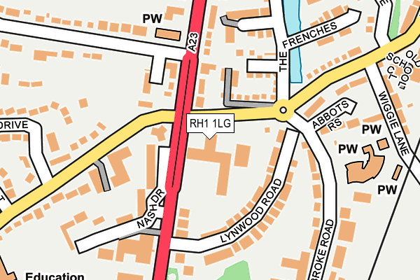 RH1 1LG map - OS OpenMap – Local (Ordnance Survey) RH1 1LG map - OS OpenMap – Local (Ordnance Survey)