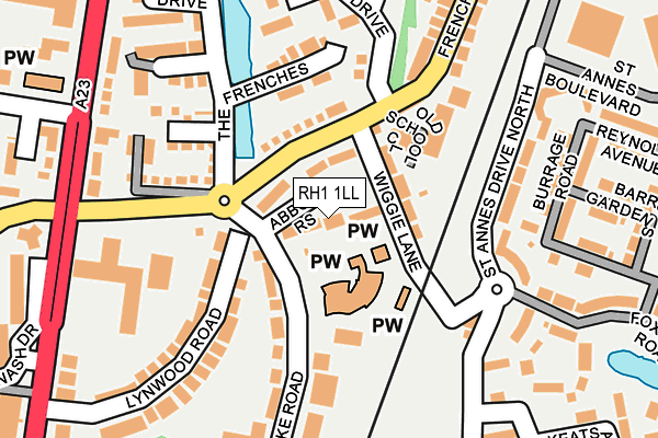RH1 1LL map - OS OpenMap – Local (Ordnance Survey) RH1 1LL map - OS OpenMap – Local (Ordnance Survey)