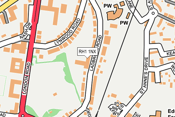 RH1 1NX map - OS OpenMap – Local (Ordnance Survey) RH1 1NX map - OS OpenMap – Local (Ordnance Survey)