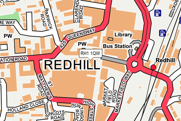 RH1 1QW map - OS OpenMap – Local (Ordnance Survey) RH1 1QW map - OS OpenMap – Local (Ordnance Survey)