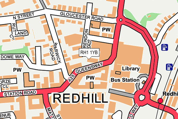 RH1 1YB map - OS OpenMap – Local (Ordnance Survey) RH1 1YB map - OS OpenMap – Local (Ordnance Survey)