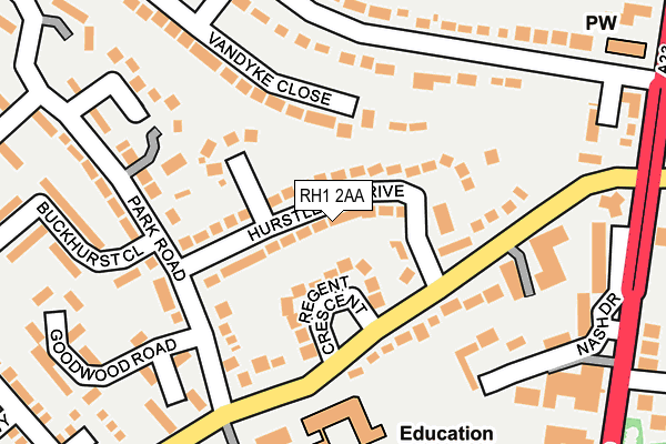 RH1 2AA map - OS OpenMap – Local (Ordnance Survey) RH1 2AA map - OS OpenMap – Local (Ordnance Survey)
