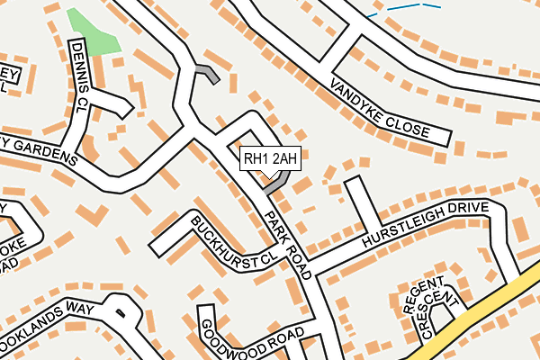 RH1 2AH map - OS OpenMap – Local (Ordnance Survey) RH1 2AH map - OS OpenMap – Local (Ordnance Survey)