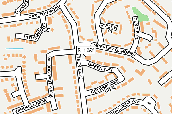 RH1 2AY map - OS OpenMap – Local (Ordnance Survey) RH1 2AY map - OS OpenMap – Local (Ordnance Survey)